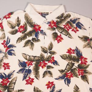 Vintage Chaps Ralph Lauren Shirt AOP Floral Hawaiian Polo Cotton Mens XL